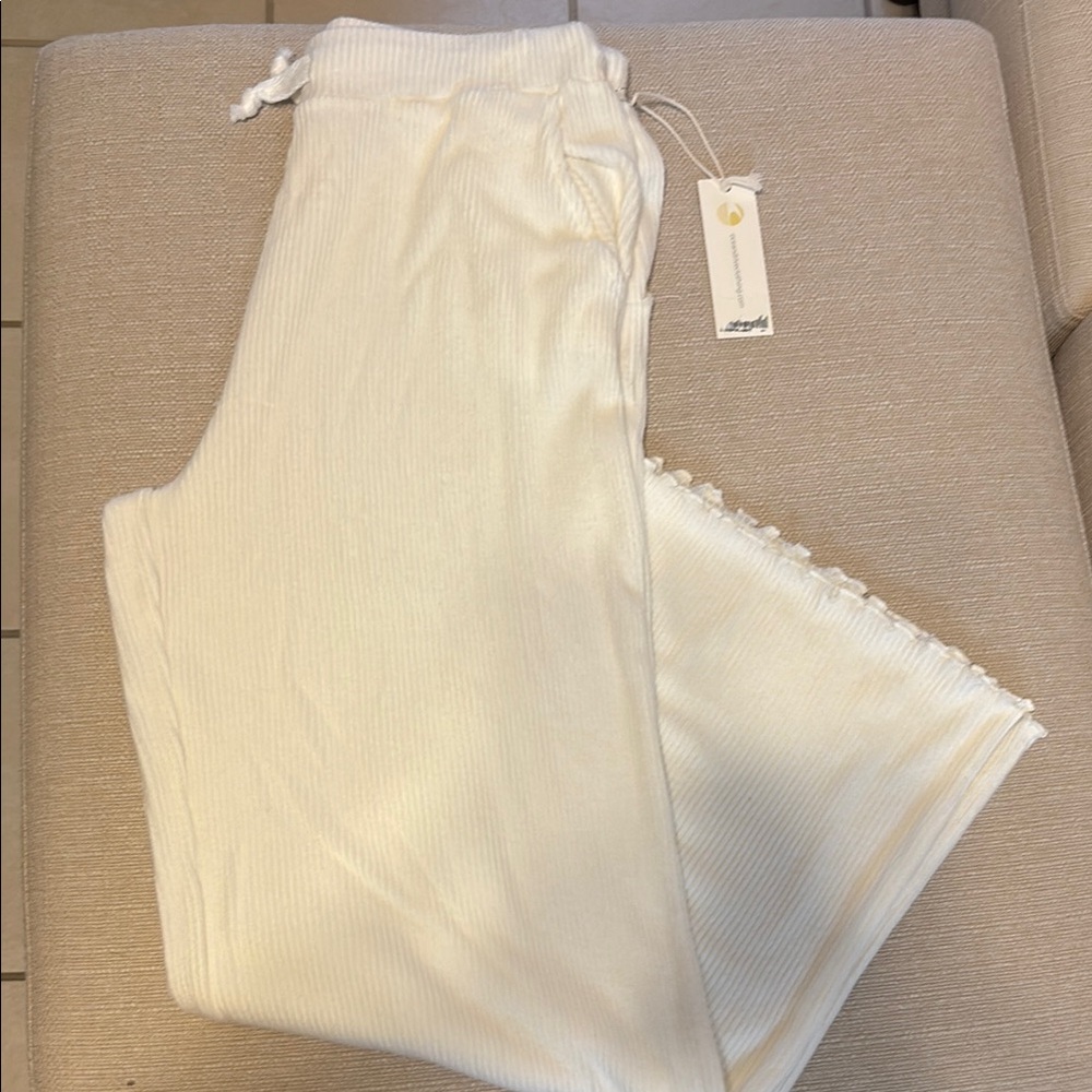 Ocean Drive Ivory Ribbed Lounge Pants
